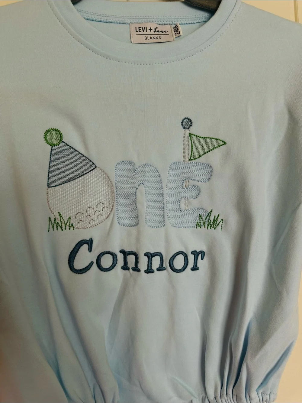 “Connor” embroidered golf birthday bubble